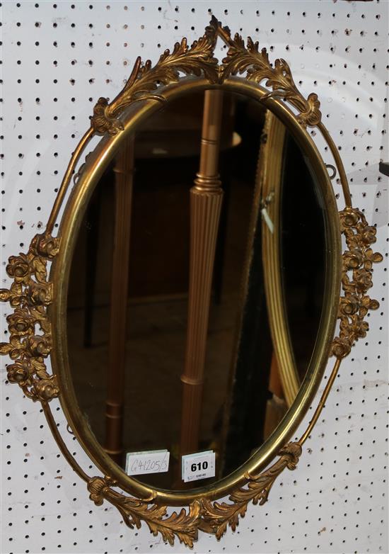 Oval gilt brass mirror(-)